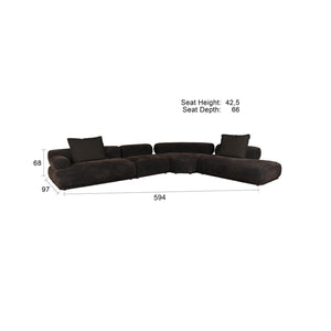   Modern furniture - Brown Ribbed Fabric Left Sofa - www.oroa.com | Oroa.com
