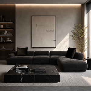   Modern furniture - Brown Ribbed Fabric Left Sofa - www.oroa.com | Oroa.com