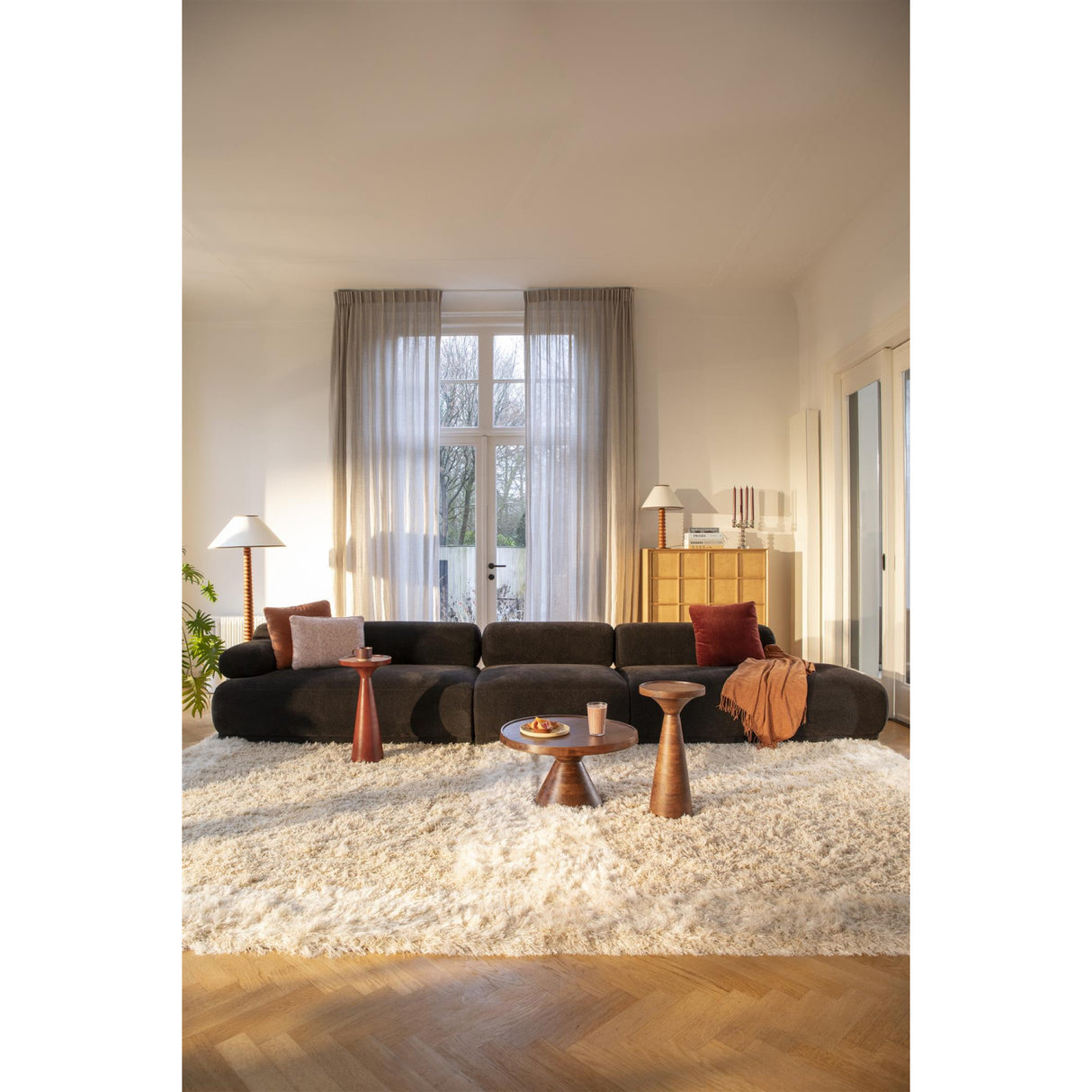   Modern furniture - Brown Ribbed Fabric Right Sofa - www.oroa.com | Oroa.com
