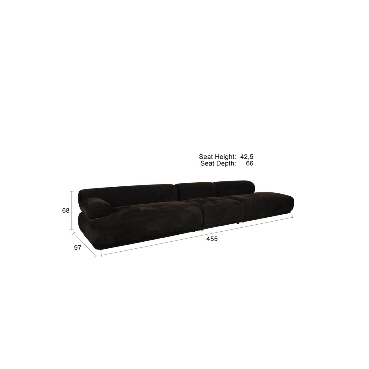   Modern furniture - Brown Ribbed Fabric Right Sofa - www.oroa.com | Oroa.com