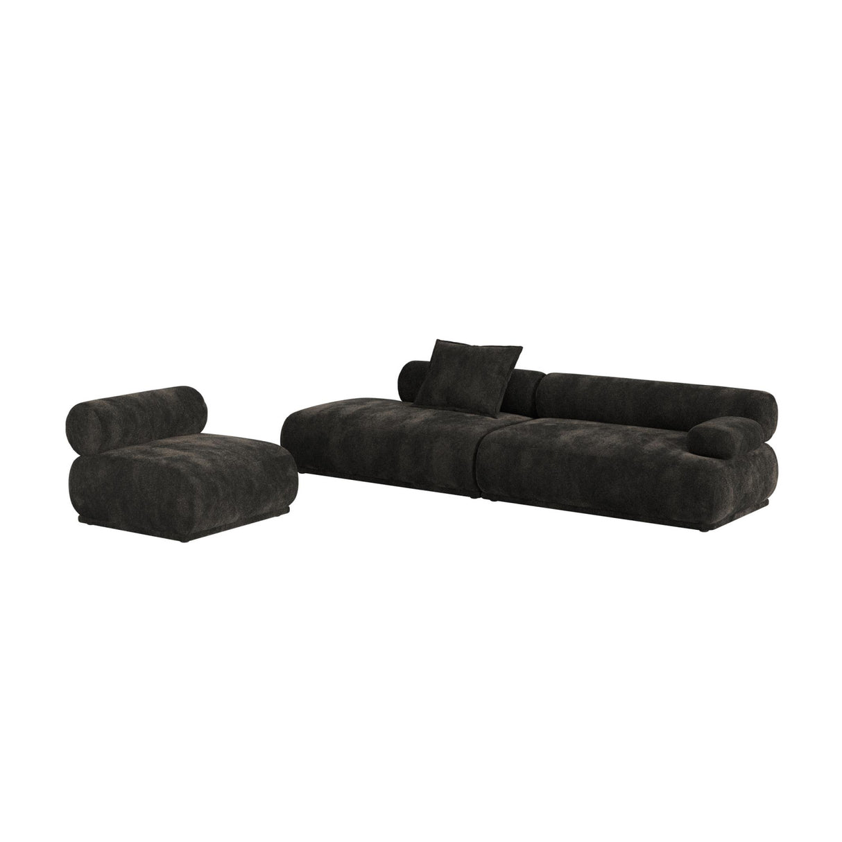   Modern furniture - Brown Ribbed Fabric Right Sofa - www.oroa.com | Oroa.com