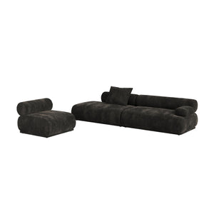   Modern furniture - Brown Ribbed Fabric Right Sofa - www.oroa.com | Oroa.com