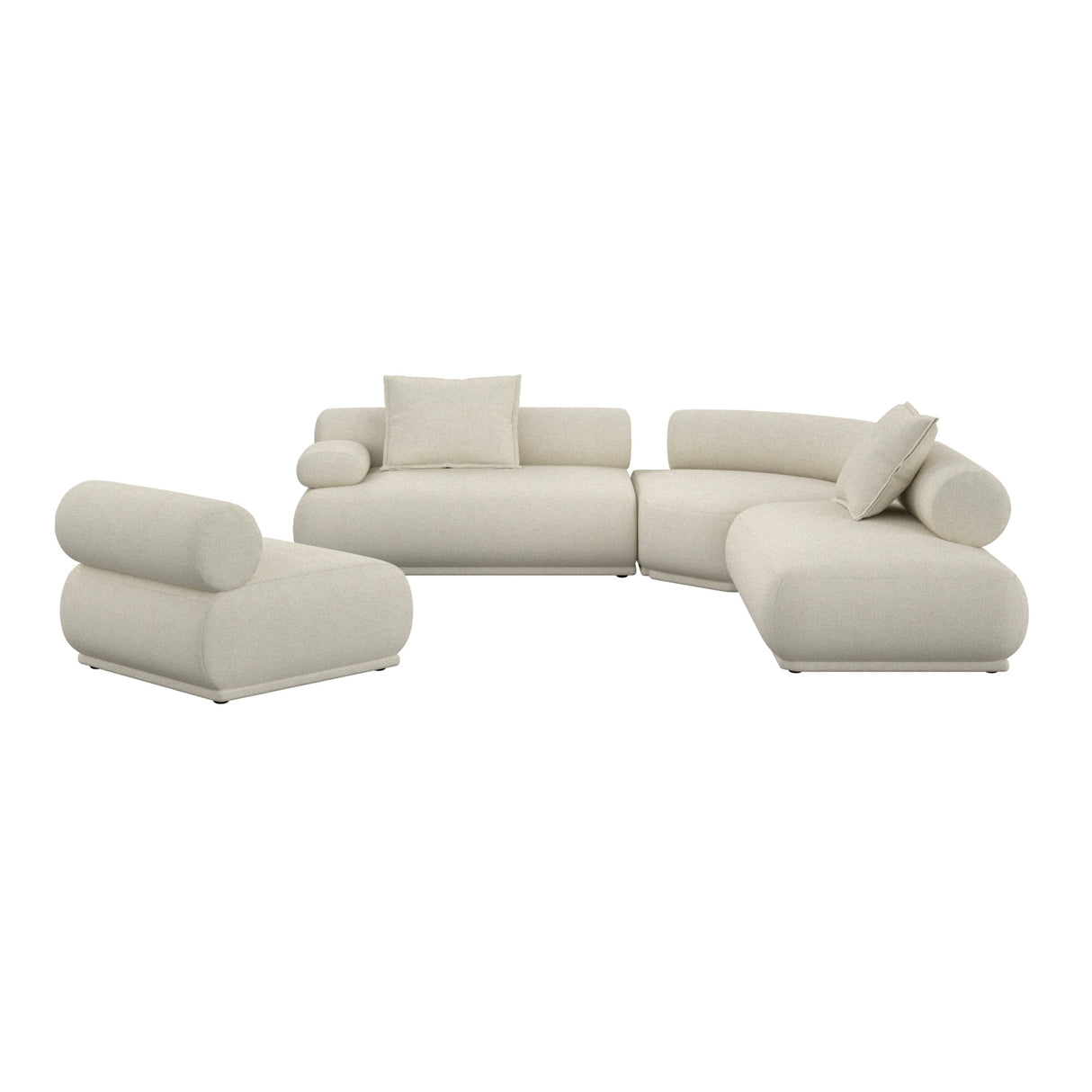   Modern furniture - Brown Ribbed Fabric Left Sofa - www.oroa.com | Oroa.com