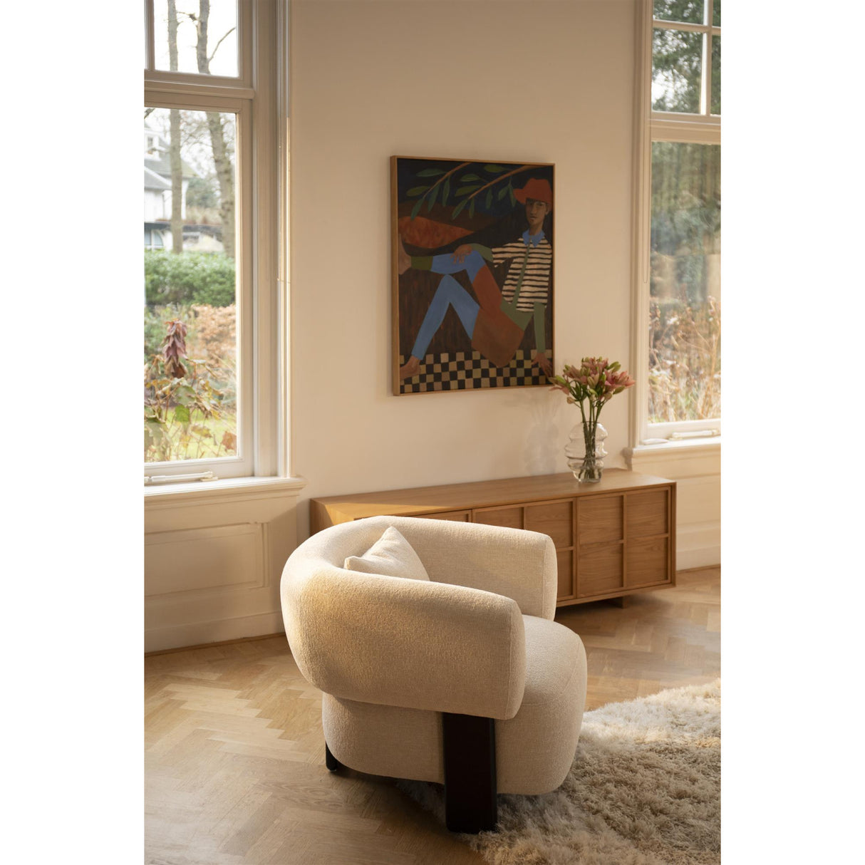   Modern furniture - Beige Fabric 3-Legged Lounge Chair - www.oroa.com | Oroa.com