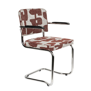   Patterned Fabric Cantilevered Dining Armchairs (2) | Oroa.com