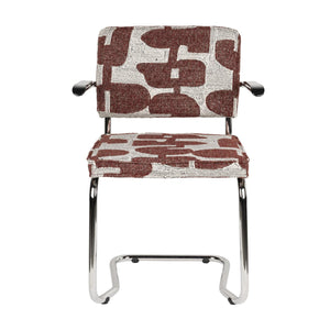   Patterned Fabric Cantilevered Dining Armchairs (2) | Oroa.com