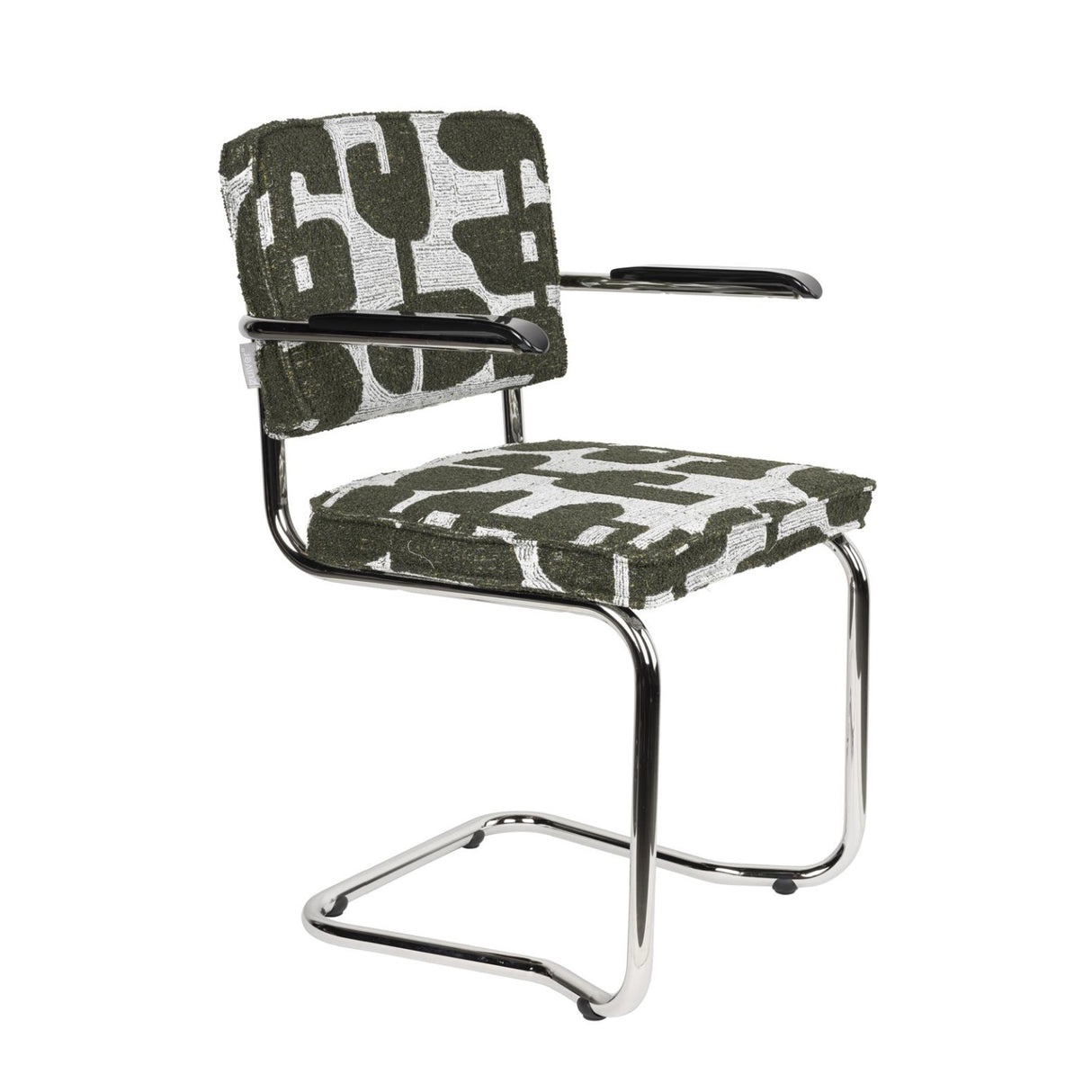   Patterned Fabric Cantilevered Dining Armchairs (2) | Oroa.com