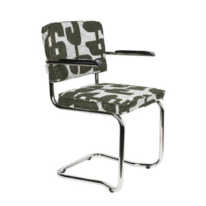   Patterned Fabric Cantilevered Dining Armchairs (2) | Oroa.com