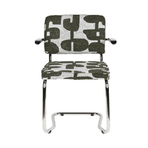   Patterned Fabric Cantilevered Dining Armchairs (2) | Oroa.com