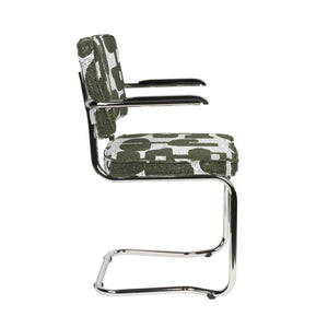   Patterned Fabric Cantilevered Dining Armchairs (2) | Oroa.com