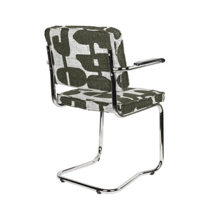   Patterned Fabric Cantilevered Dining Armchairs (2) | Oroa.com