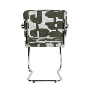   Patterned Fabric Cantilevered Dining Armchairs (2) | Oroa.com