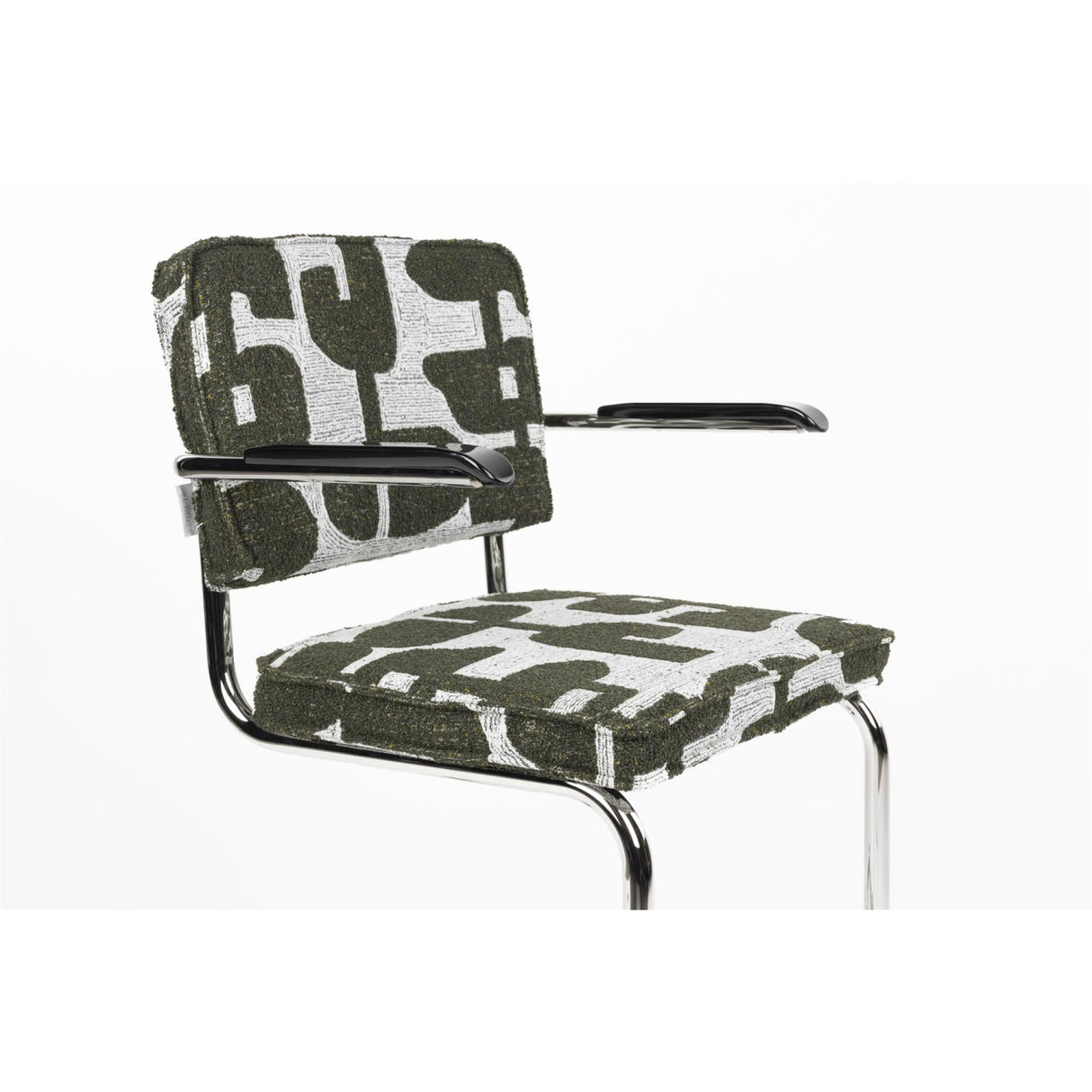   Patterned Fabric Cantilevered Dining Armchairs (2) | Oroa.com