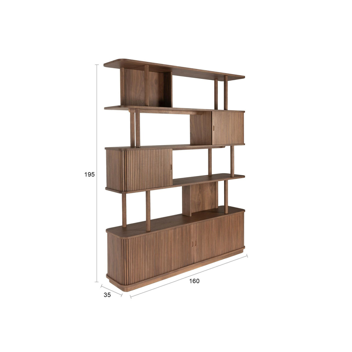   Wooden Sliding Door 5-Layer Bookcase | Oroa.com