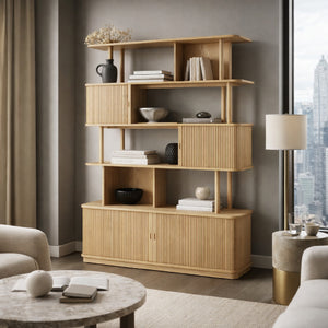   Wooden Sliding Door 5-Layer Bookcase | Oroa.com