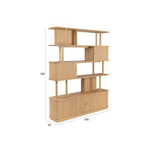   Wooden Sliding Door 5-Layer Bookcase | Oroa.com
