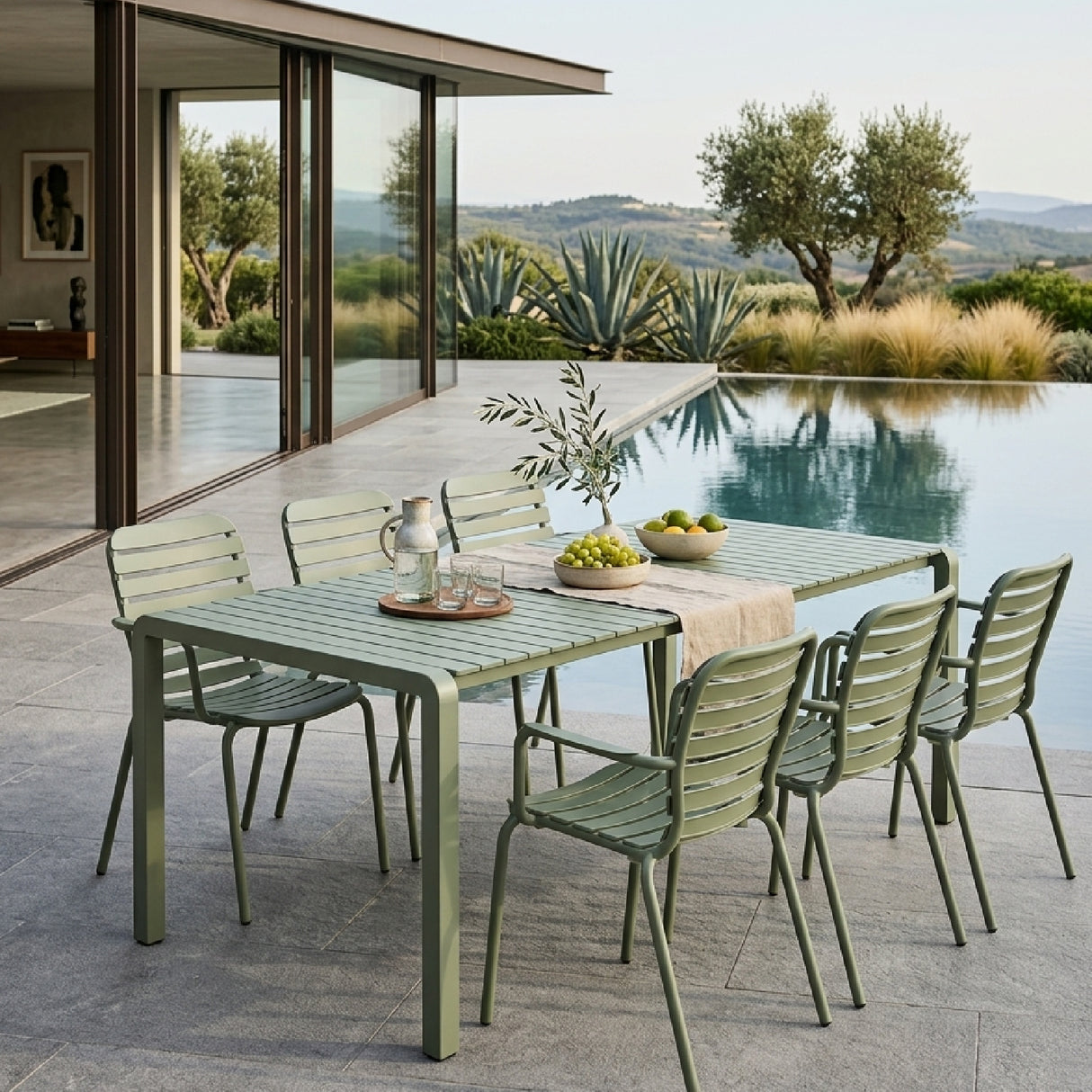   Aluminum Outdoor Garden Table & Armchair Set (6) | Oroa.com