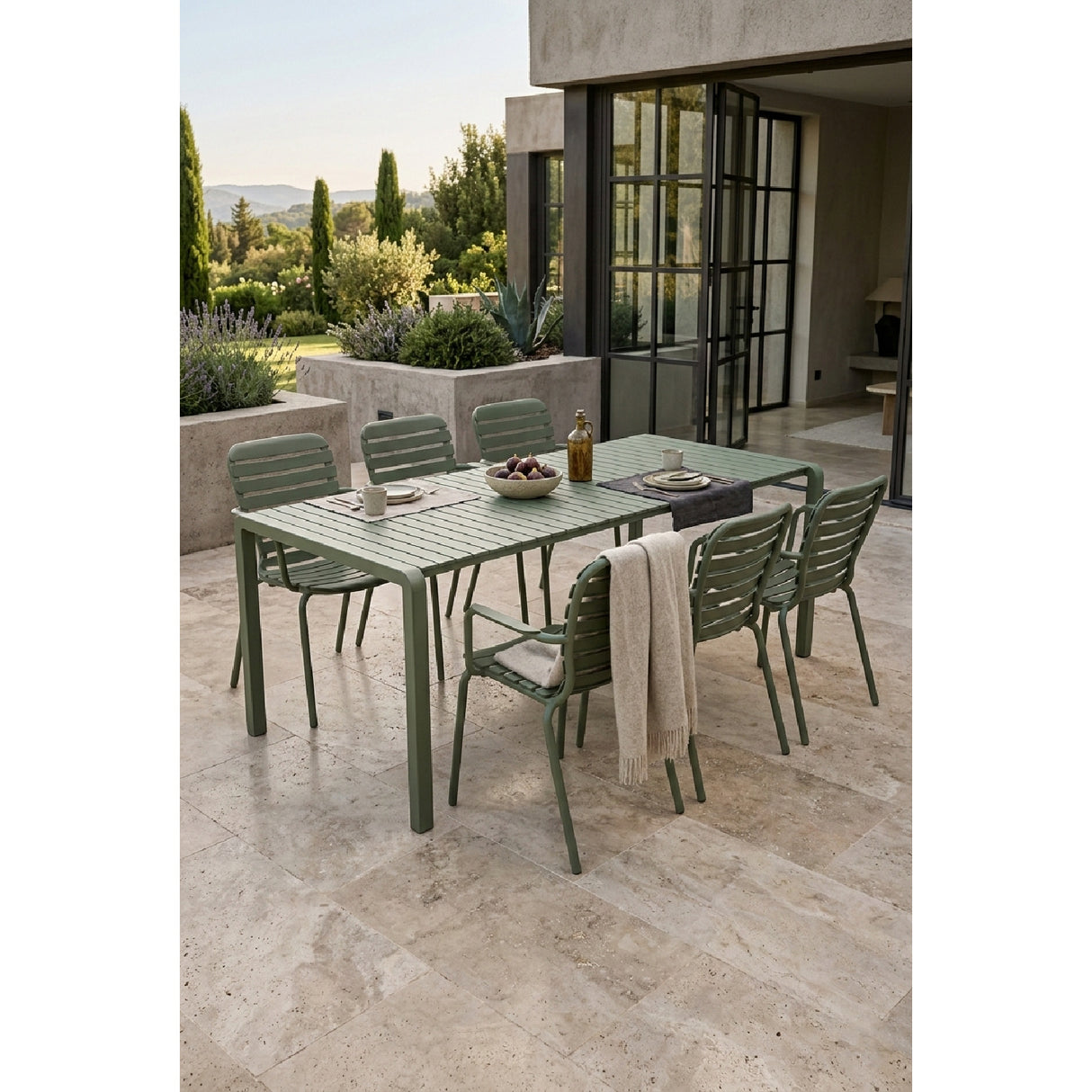   Aluminum Outdoor Garden Table & Armchair Set (6) | Oroa.com