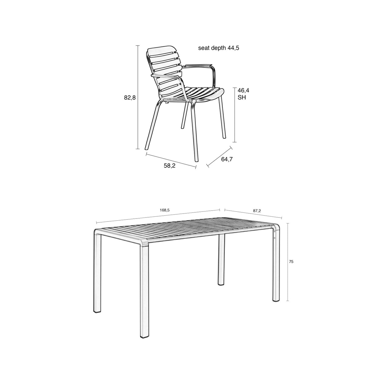   Aluminum Outdoor Garden Table & Armchair Set (4) | Oroa.com