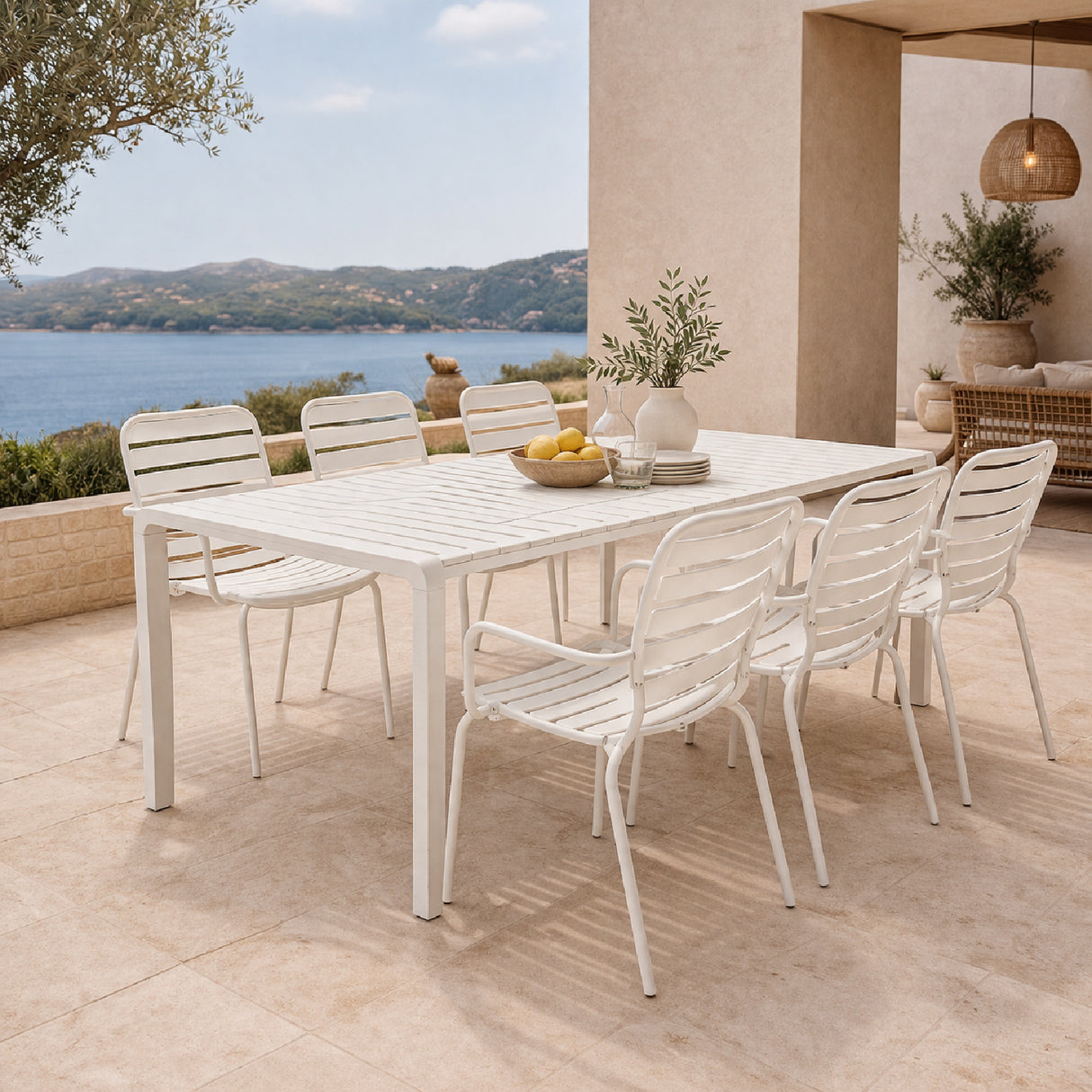   Aluminum Outdoor Garden Table & Armchair Set (6) | Oroa.com