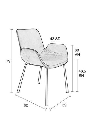 Dark Gray Velvet Dining Chairs (2) | Zuiver Brit | OROA.com