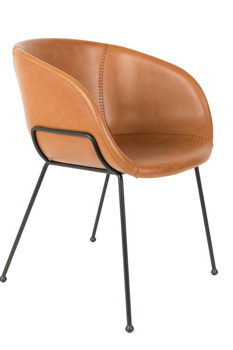 Baseball-Stitched Leather Armchairs (2) | Zuiver Feston | OROA.com