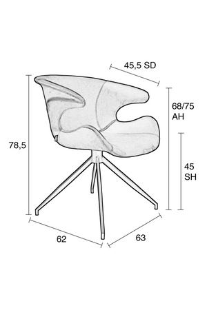 Bucket Seat Velvet Dining Armchairs (2) | Zuiver Mia | Oroa.com