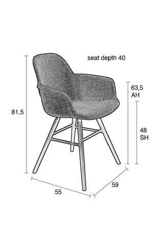 Fabric Upholstered Dining Armchairs (2) | Zuiver Albert Kuip | Oroa.com