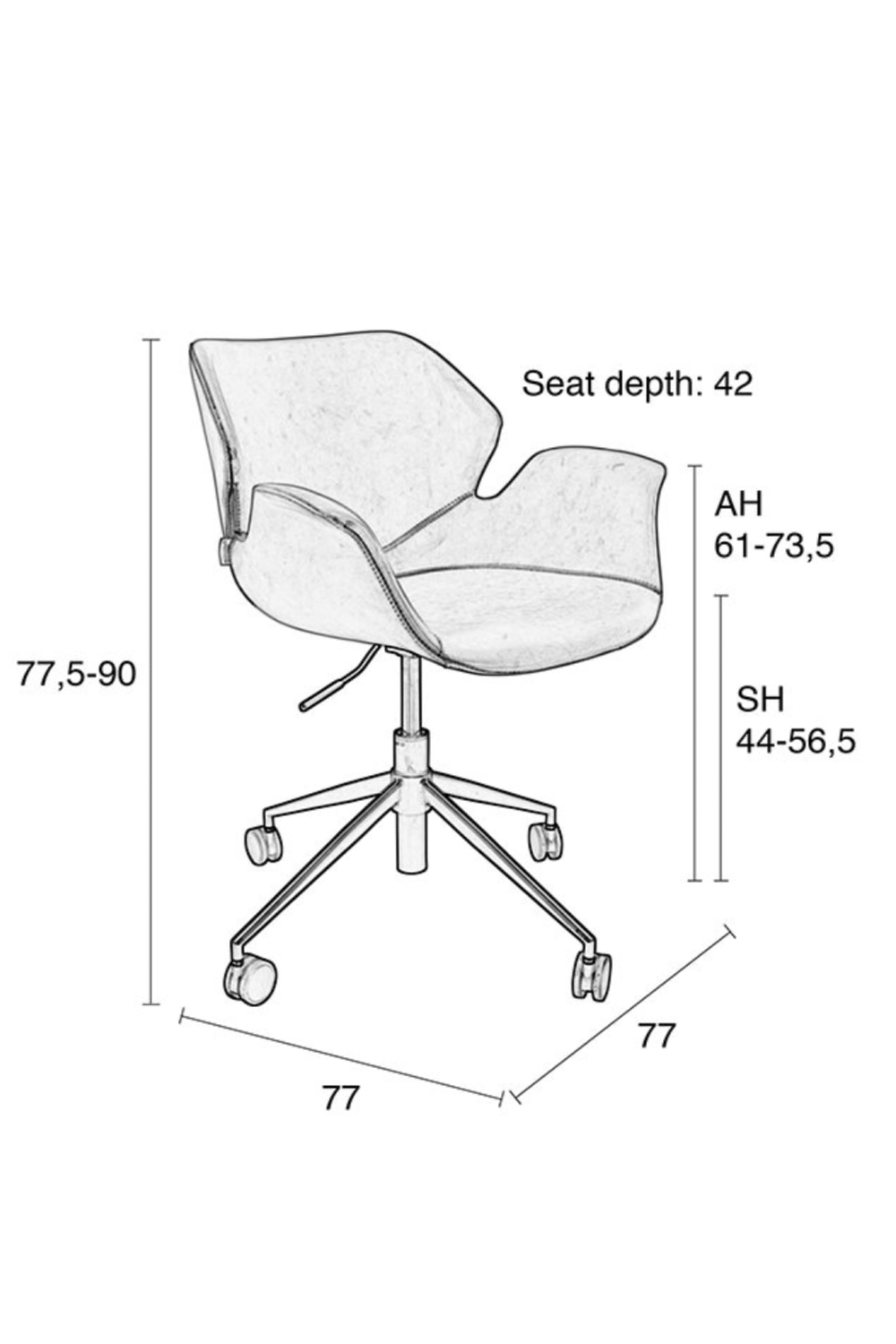 Black Leather Office Chair | Zuiver Nikki | OROA.com