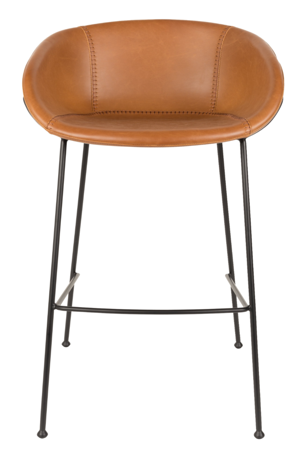 Baseball-Stitched Leather Bar Stools (2) | Zuiver Feston | Oroa.com
