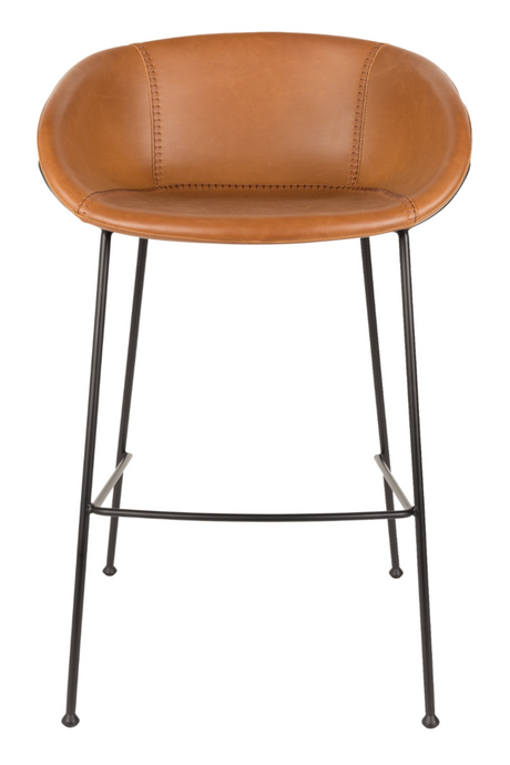 Baseball-Stitched Leather Bar Stools (2) | Zuiver Feston | Oroa.com