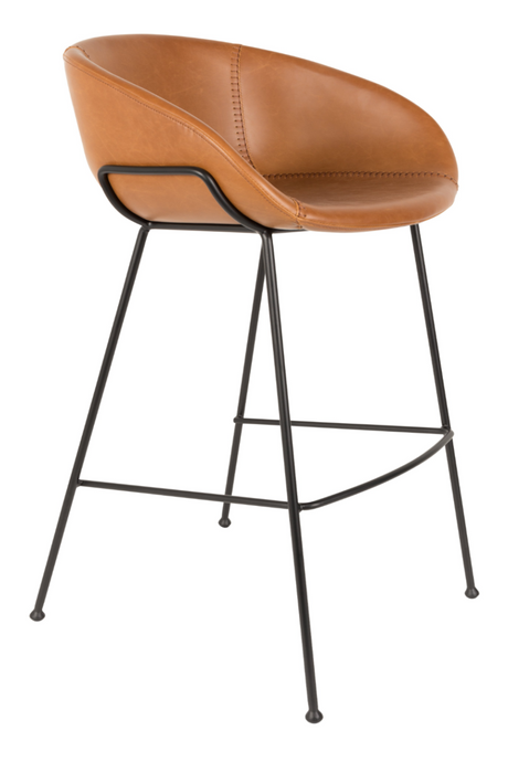 Baseball-Stitched Leather Bar Stools (2) | Zuiver Feston | Oroa.com