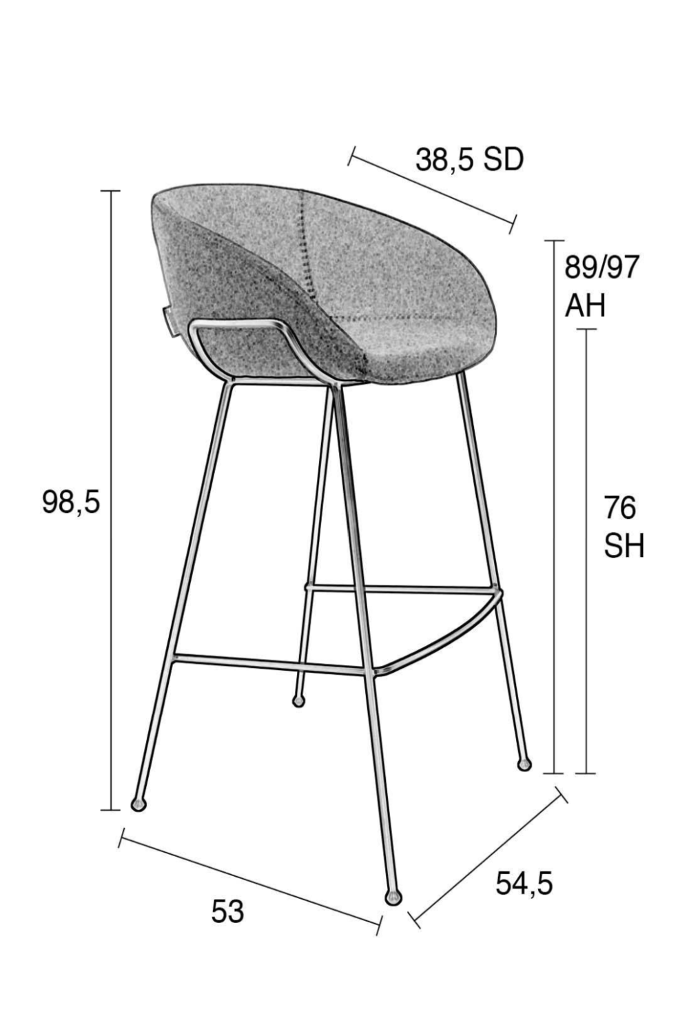 Baseball-Stitched Leather Bar Stools (2) | Zuiver Feston | Oroa.com