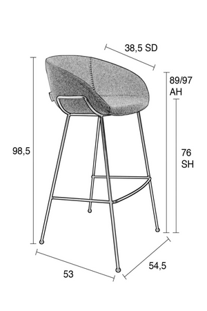Baseball-Stitched Leather Bar Stools (2) | Zuiver Feston | Oroa.com