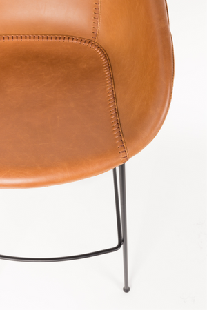 Baseball-Stitched Leather Bar Stools (2) | Zuiver Feston | Oroa.com