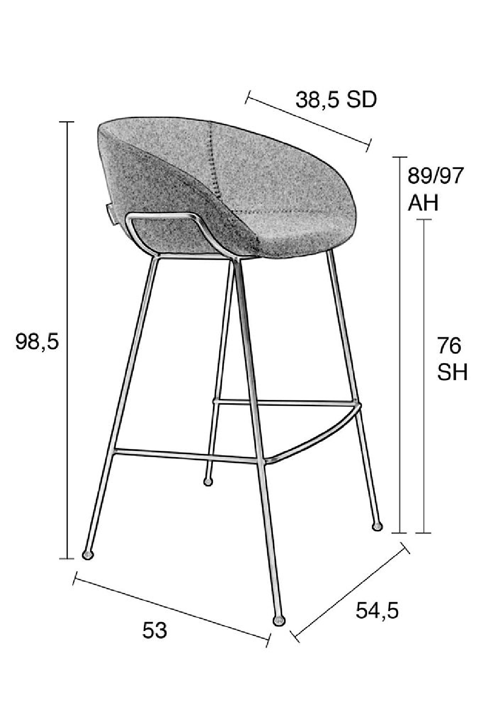 Gray Upholstered Barrel Barstools (2) | Zuiver Feston | OROA.com