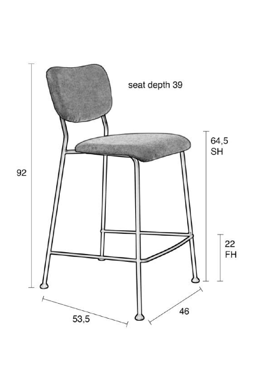 Padded Counter Stools (2) | Zuiver Benson | Oroa.com