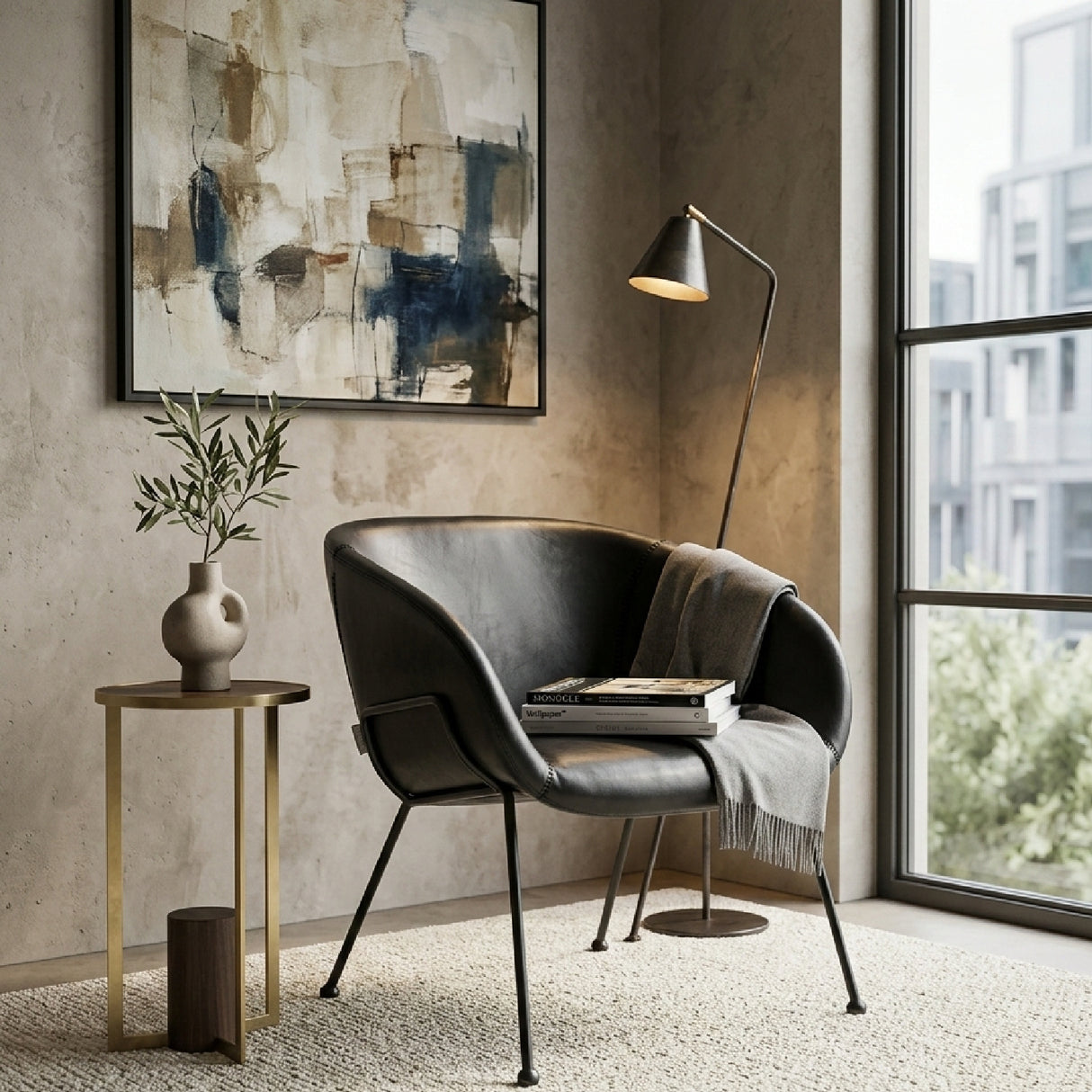   Baseball-Stitched Leather Lounge Chair | Oroa.com
