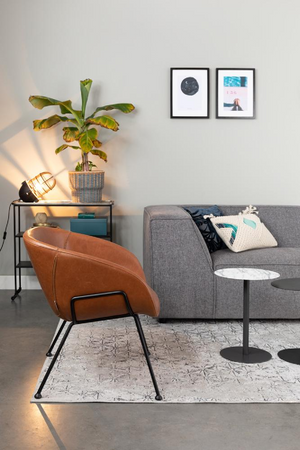 Baseball-Stitched Leather Lounge Chair | Zuiver Feston | Oroa.com