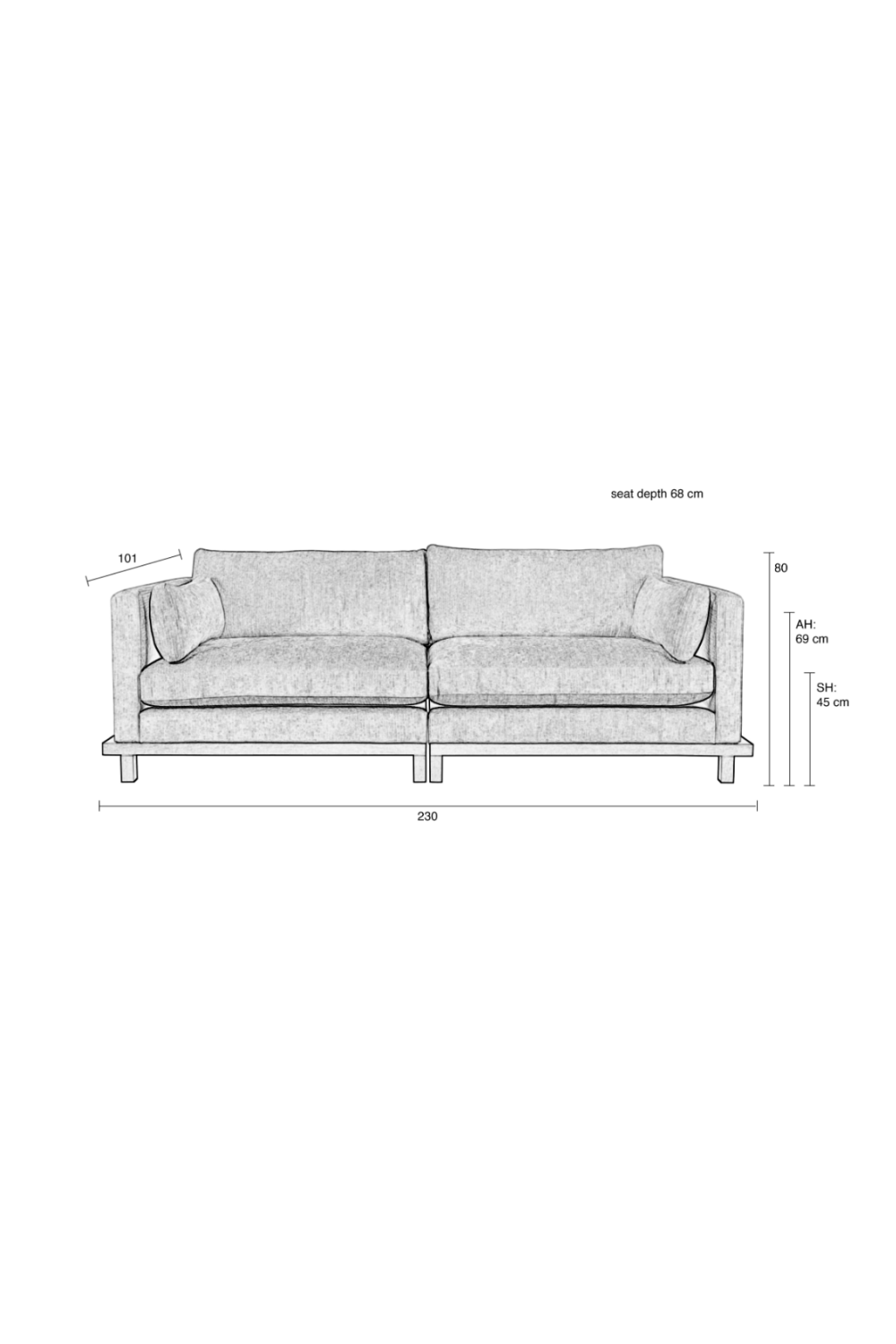 Classic Upholstered 3-Seater Sofa | Zuiver Blossom | OROA.com