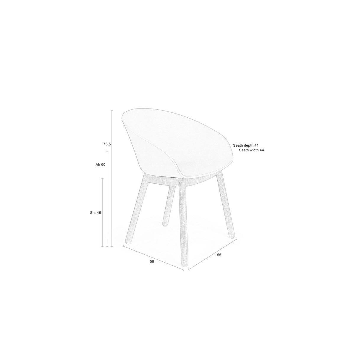   Modern furniture - Oak Legged Molded Dining Armchairs (2) - www.oroa.com | Oroa.com