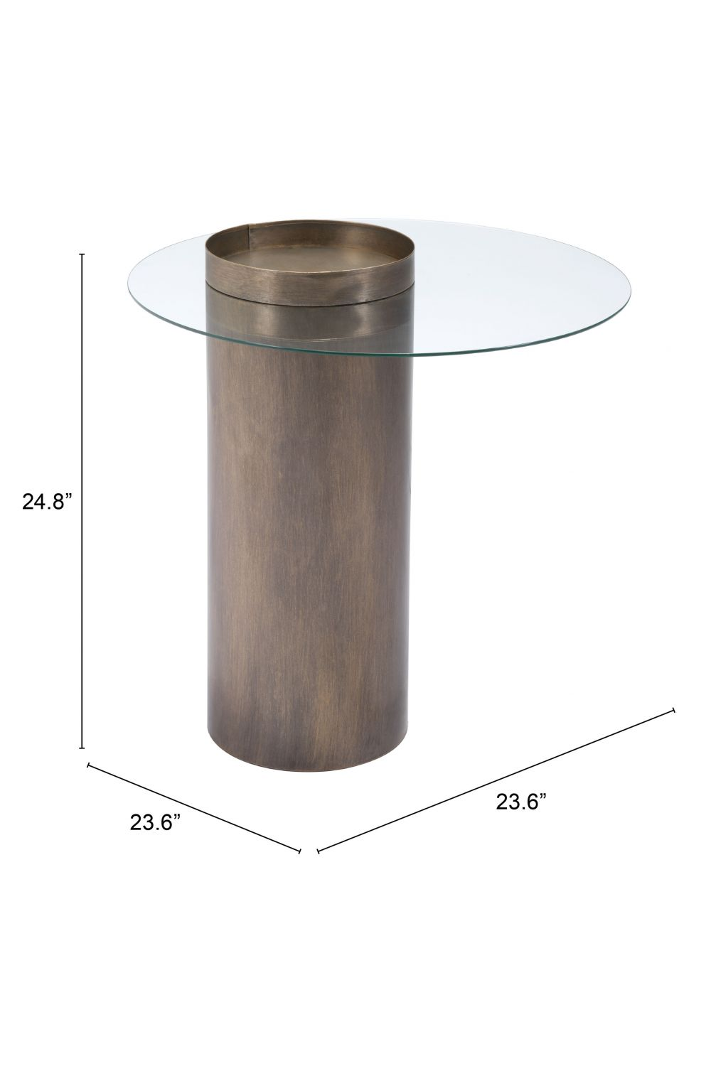 Cylindrical Antique Bronze End Table | OROA Modern Emi | OROA.com