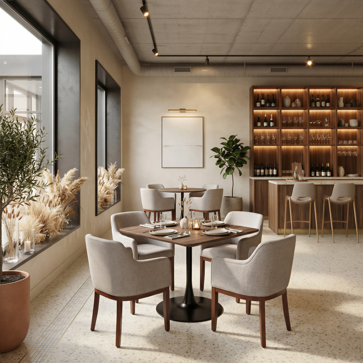   Wooden Pedestal Dining Table | Oroa.com