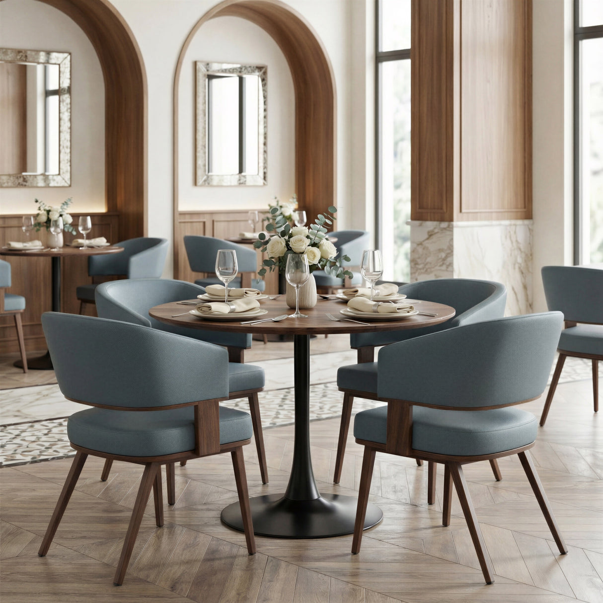   Wooden Pedestal Dining Table | Oroa.com