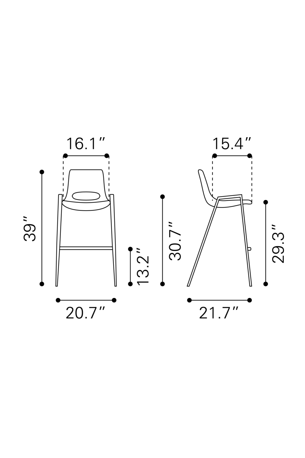 Leather Bar Stools (2) | OROA Modern Desi | Oroa.com