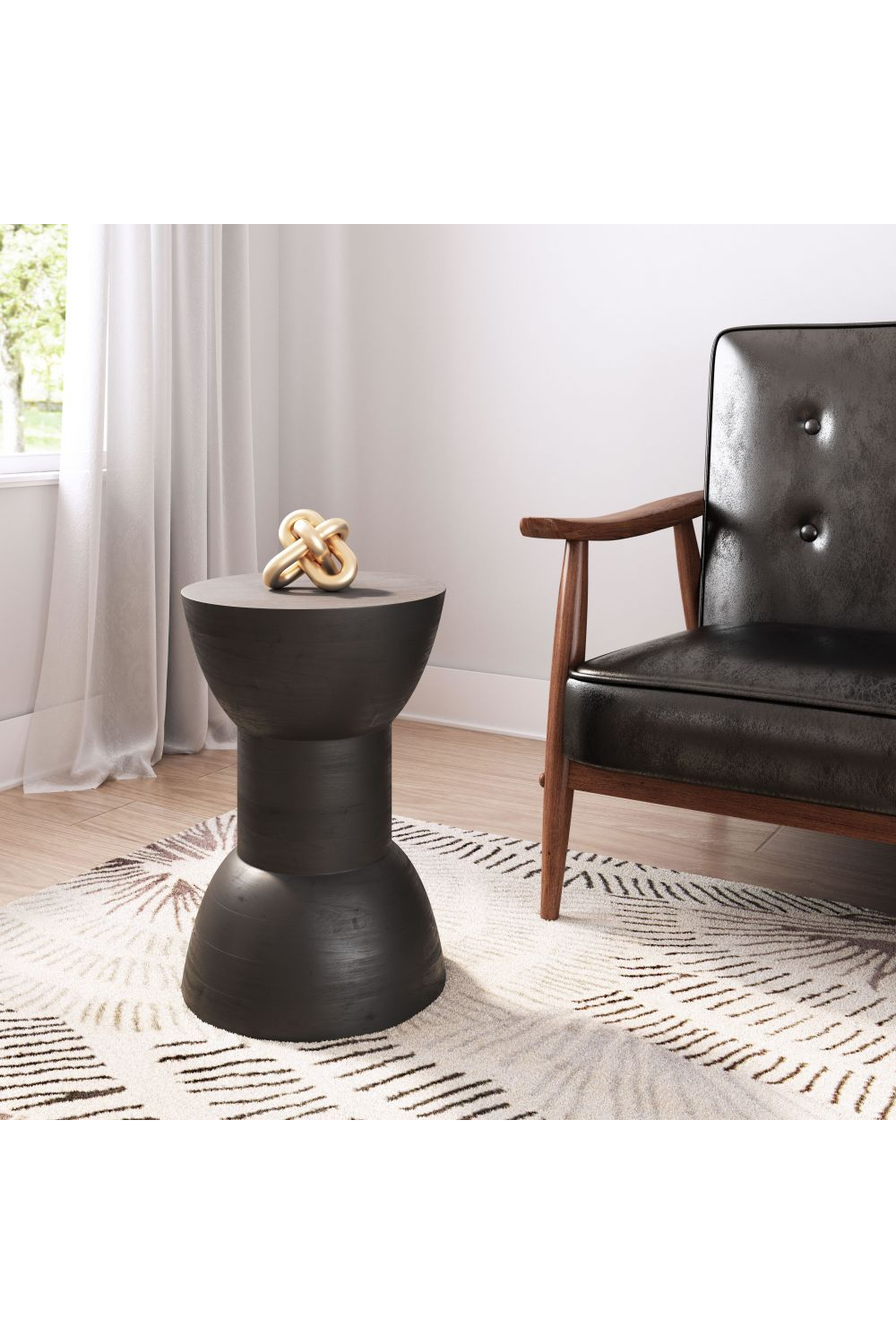 Black Wooden Hourglass Side Table | OROA Modern Wisdom