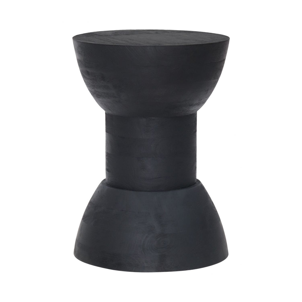 Black Wooden Hourglass Side Table – Wisdom – angled view