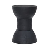 Black Wooden Hourglass Side Table – Wisdom – angled view