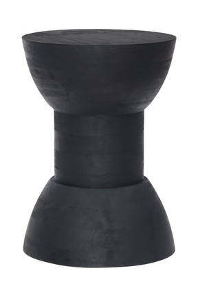 Black Wooden Hourglass Side Table – Wisdom – front view