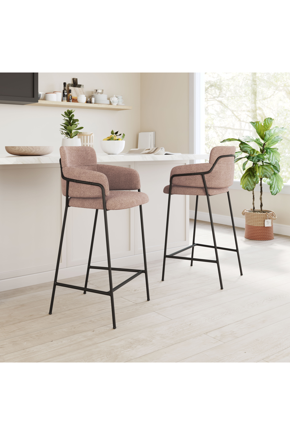 Shearling Style Bar Stools (2) | OROA Modern Marcel | Oroa.com